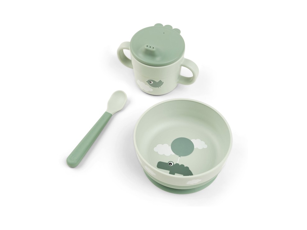 Coffret 1er repas 3 pièces Foodie vert DONE BY DEER 1