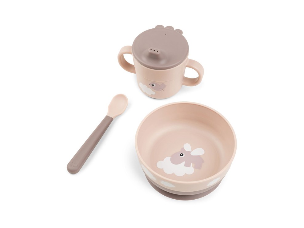 Coffret 1er repas 3 pièces Foodie rose DONE BY DEER 1