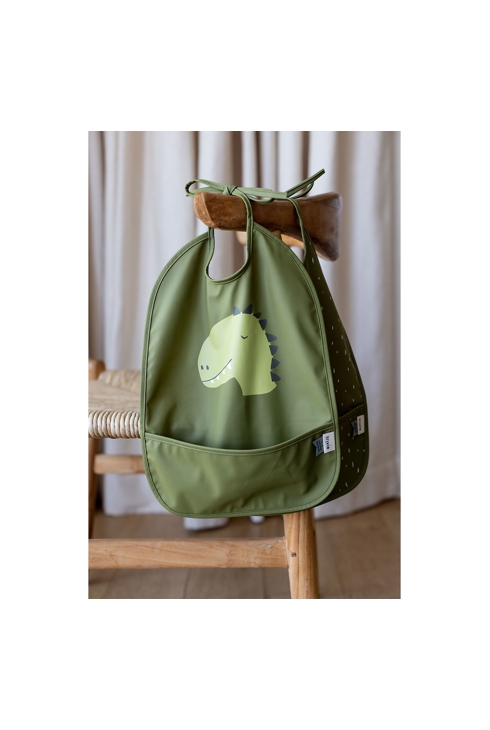 Lot de 2 bavoirs imperméables à liens avec poche Dinosaure Trixie