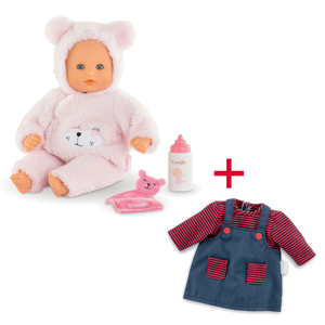 Lot Poupon bébé Calin ourson d'amour et Robe marinière pour Poupon 30 cm Corolle 1