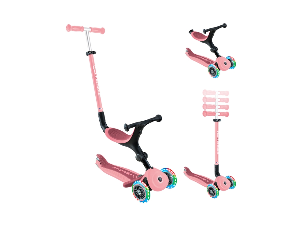 Trottinette évolutive Go Up Active Lights rose pastel Globber 1