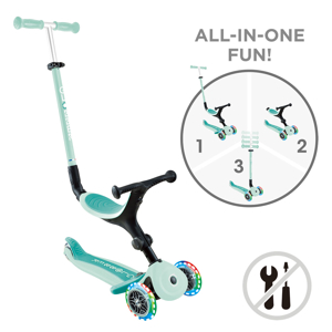 Trottinette évolutive Go Up Active Lights menthe pastel Globber 1