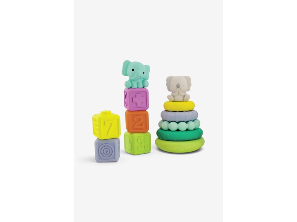 Set sensoriel 24 pièces balles, animaux, cubes et pyramides à empiler Infantino 2