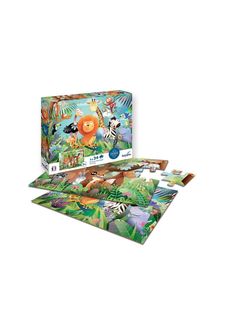 Puzzle 2 x 24 pièces Animaux sauvages Sentosphère 1