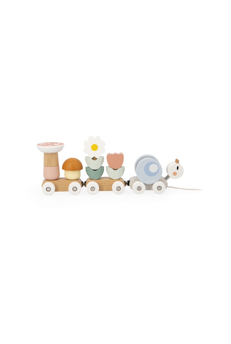 Train en bois escargot fleurs et champignons Janod 1