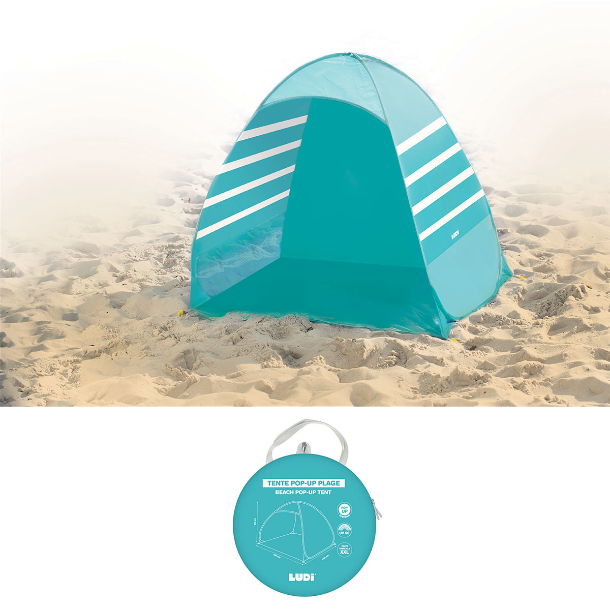 Tente De Plage Pop-up Sun Ninja Anti-UV Pour Bébé - Protection Solaire Bleue