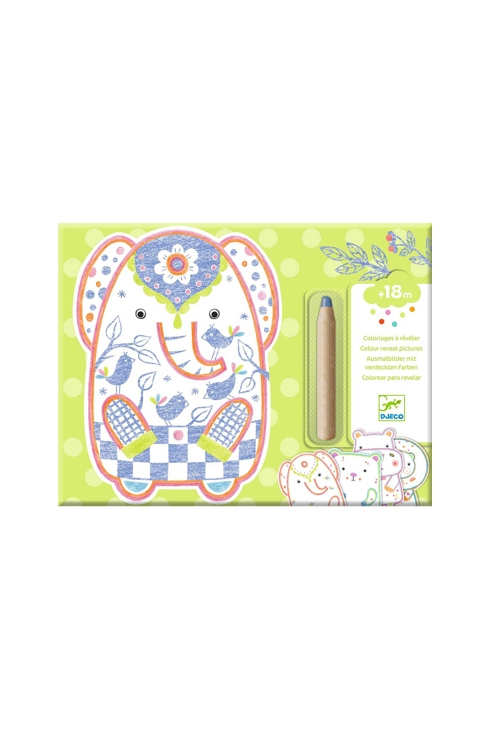 Pochette de coloriages à révéler animaux sauvages Djeco 1