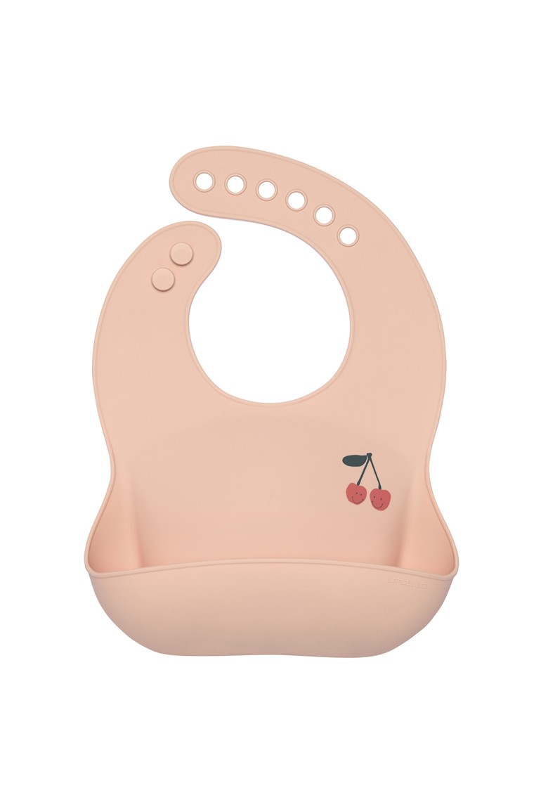Bavoir en silicone av. poche Happy Fruits Cerise, rose LÄSSIG 1