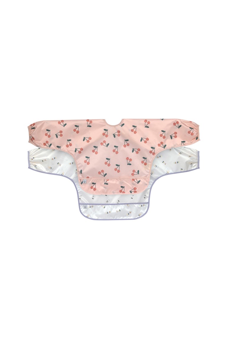 Lot de 2 bavoirs manches longues Happy Fruits, rose LÄSSIG 1
