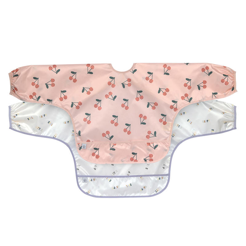 Lässig - Lot de 2 bavoirs manches longues Happy Fruits, rose LÄSSIG