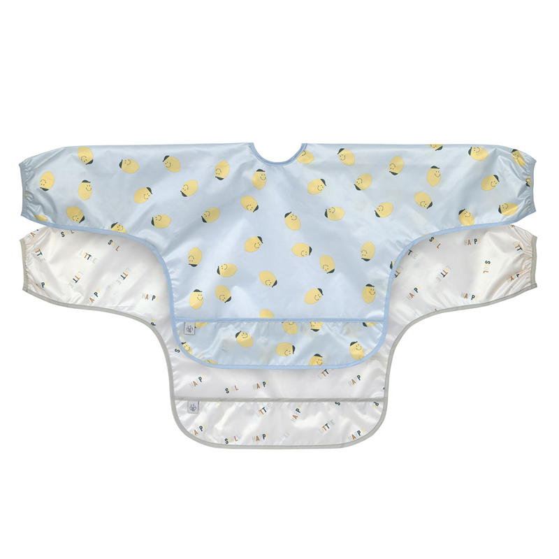 Lässig - Lot de 2 bavoirs manches longues Happy Fruits, bleu LÄSSIG