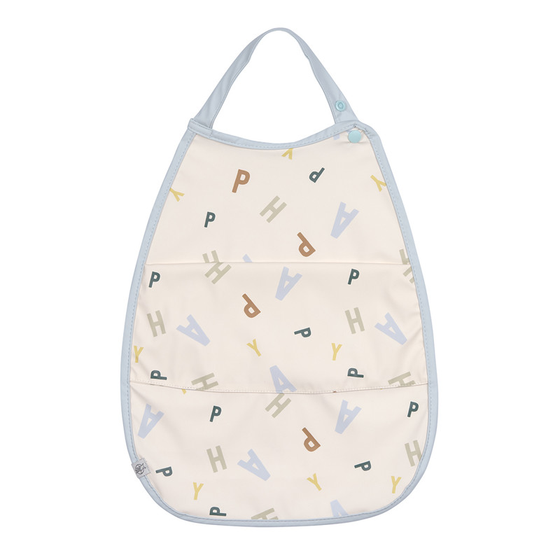 Lässig - Bavoir Medium Drop av. poche Happy Fruits bleu LÄSSIG - De 6 mois à 2 ans