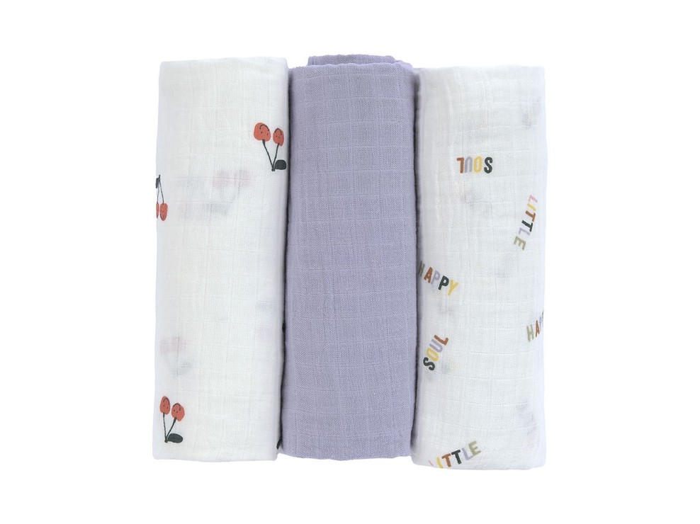 Lange mousseline GOTS L Happy Fruits Cerise, lilas LÄSSIG 2