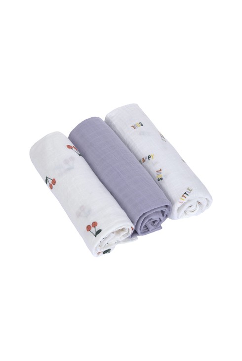 Lange mousseline GOTS L Happy Fruits Cerise, lilas LÄSSIG