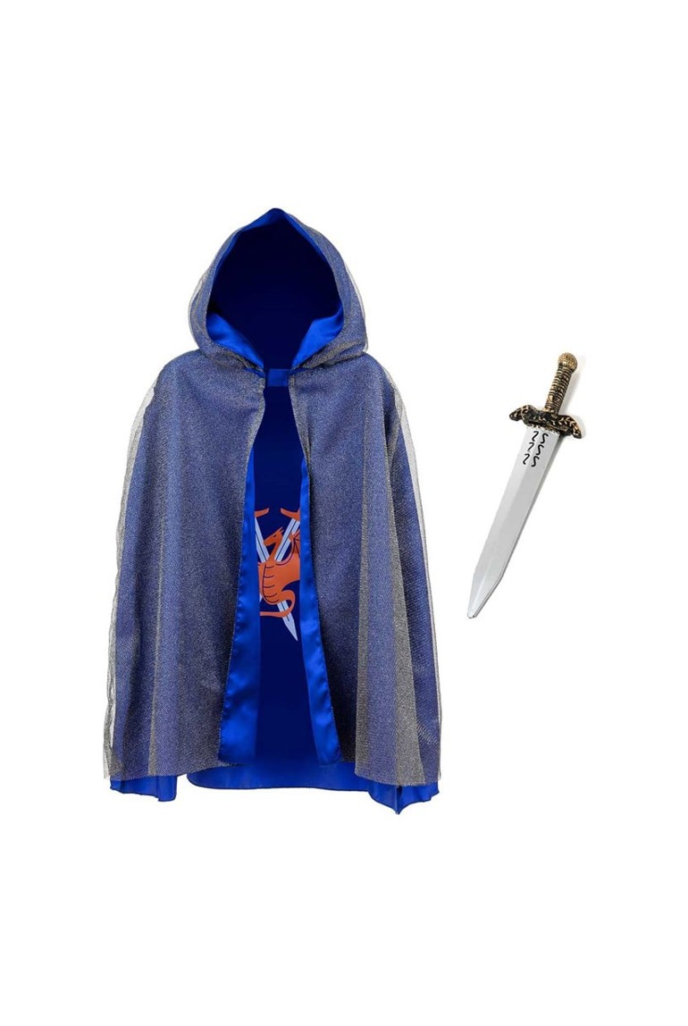 Cape De Chevalier Noble Liontouch – Bleue Avec Lion Doré, 3-8 Ans, Jeu Médiéval, Qualité Danoise, Testée Sécurité EU/US