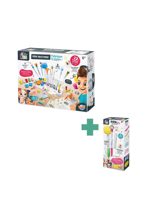 Lot fabrique à stylo et recharge kawaii, Buki 1