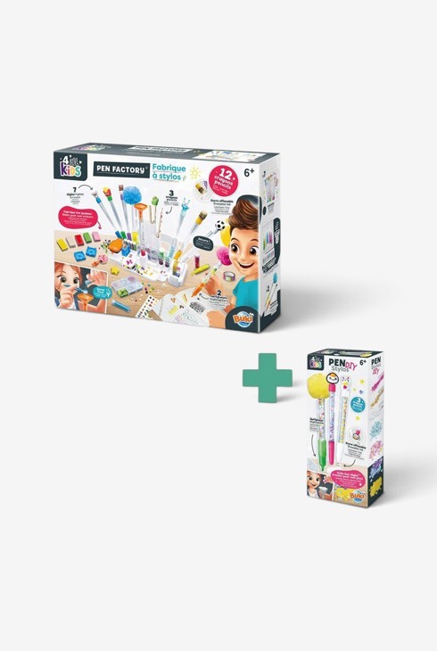 Lot fabrique à stylos et recharge kawaii, Buki 1