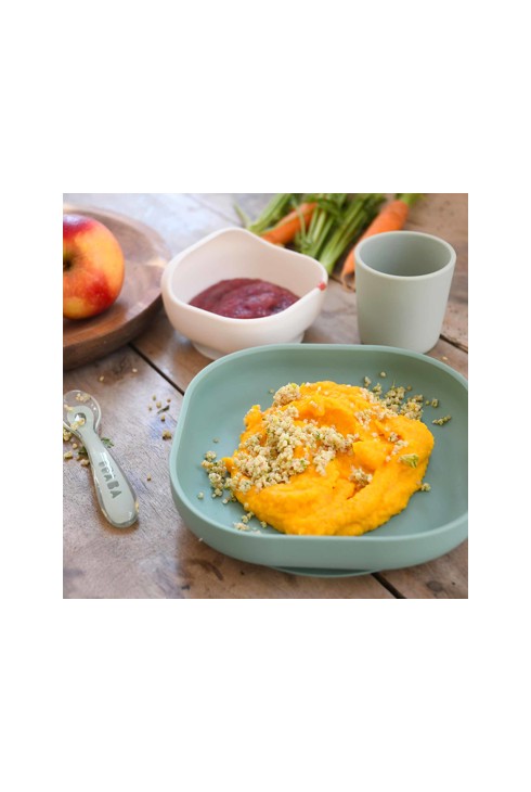 Coffret repas silicone 4 pièces Vert sauge/Vert de gris