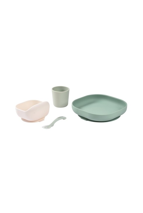Coffret repas silicone 4 pièces Vert sauge/Vert de gris 2