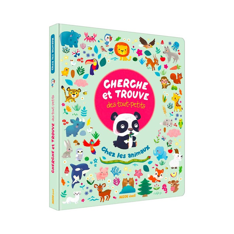 Auzou - Livre Cherche et trouve des tout-petits, Chez les animaux - De 2 ans à 4 ans