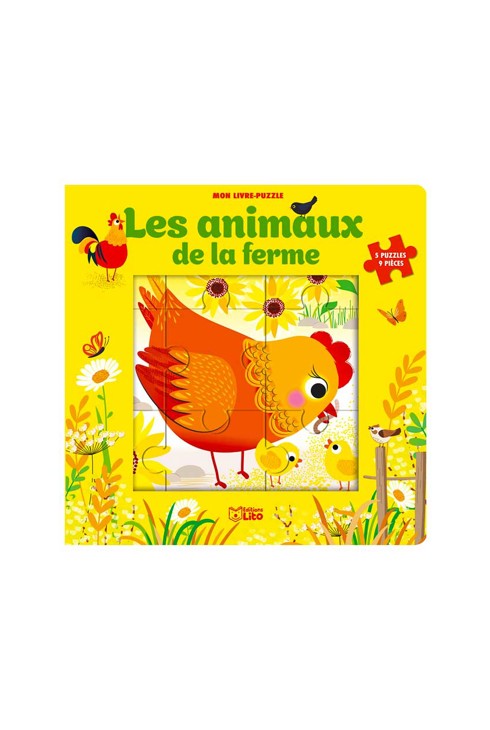 Livre puzzle 9 pcs, Les animaux de la ferme 1