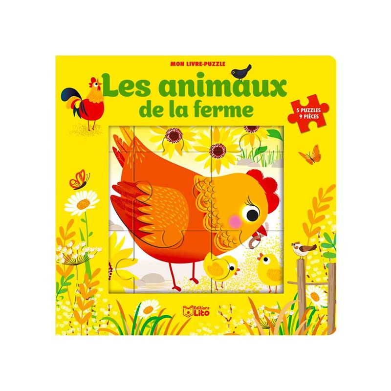 Lito - Livre puzzle 9 pcs, Les animaux de la ferme - De 2 ans à 4 ans