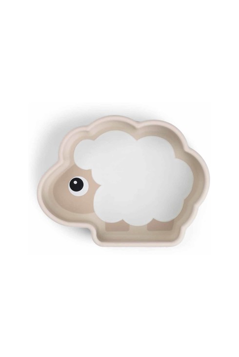 Assiette creuse ventousable beige mouton 1