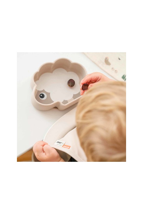 Assiette creuse ventousable beige mouton