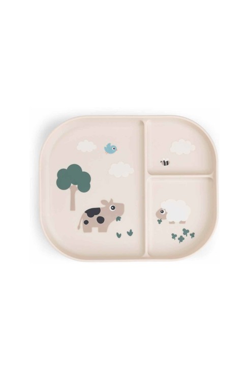 Assiette plateau 3 compartiments antidérapante beige sable 1