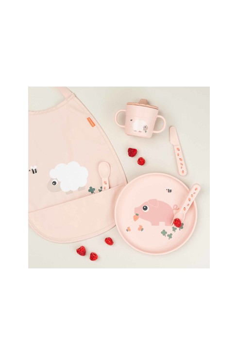 Grand bavoir imperméable à élastique rose