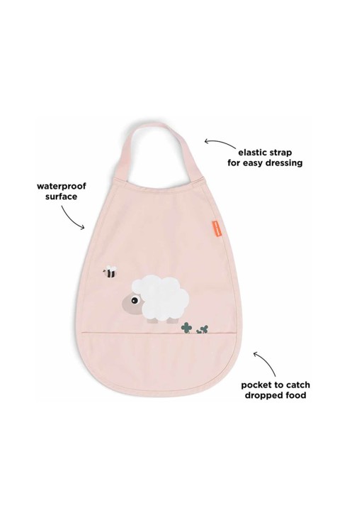 Grand bavoir imperméable à élastique rose 2
