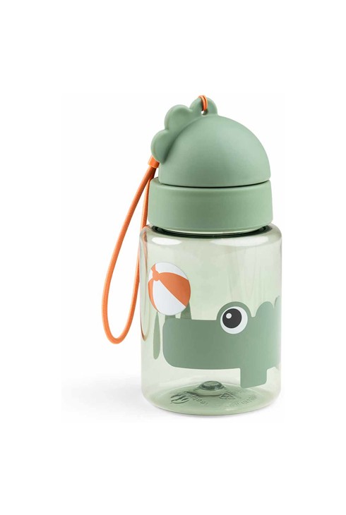 Gourde vert 280 ml avec paille et attache 1