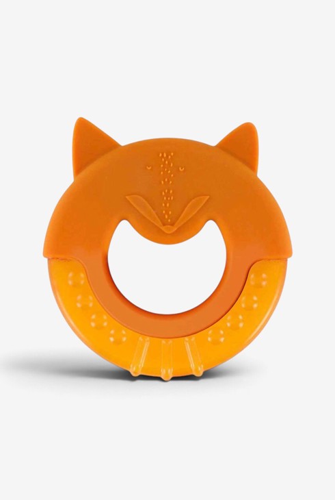 Orangefarbene Fuchs-Kühlrassel für Beißringe 1