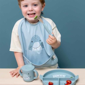 Set de 3 couverts silicone et inox requin