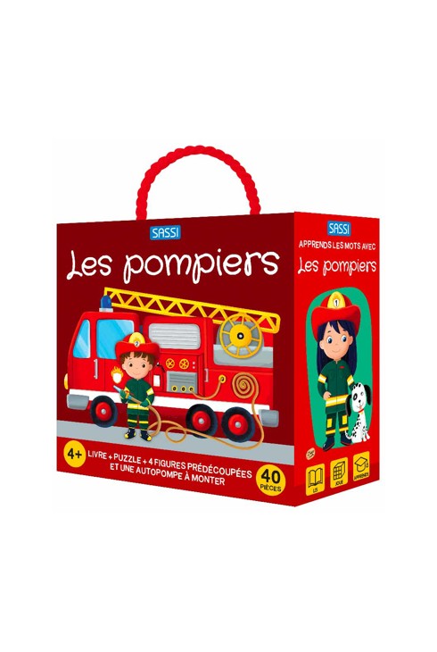 Coffret Les pompiers Puzzle, livre, maquette et figurines Sassi 1