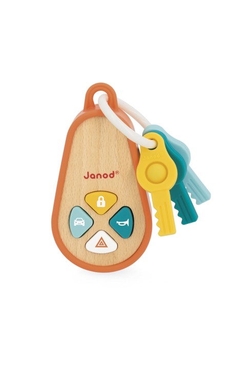 Trousseau de clés sonores en bois et silicone 1