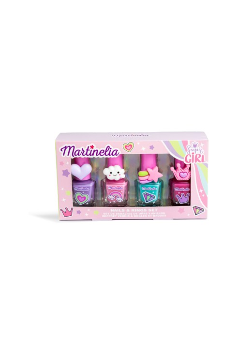 Coffret 4 vernis à ongles et bagues Martinelia