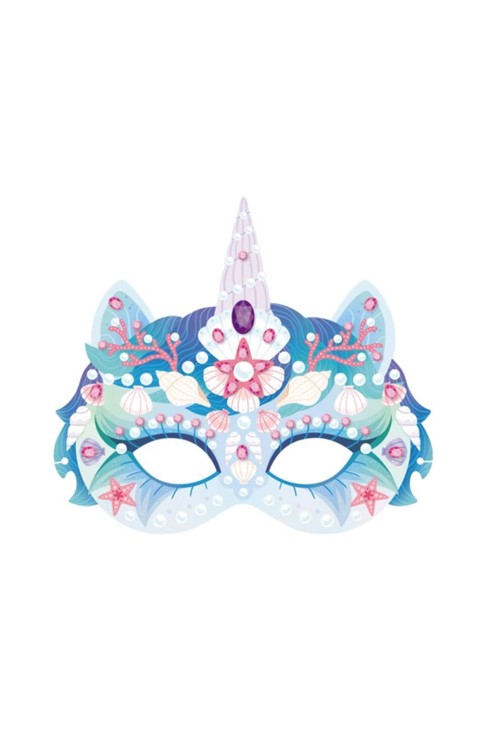 Pochette 6 masques à strasser, le bal des licornes 2