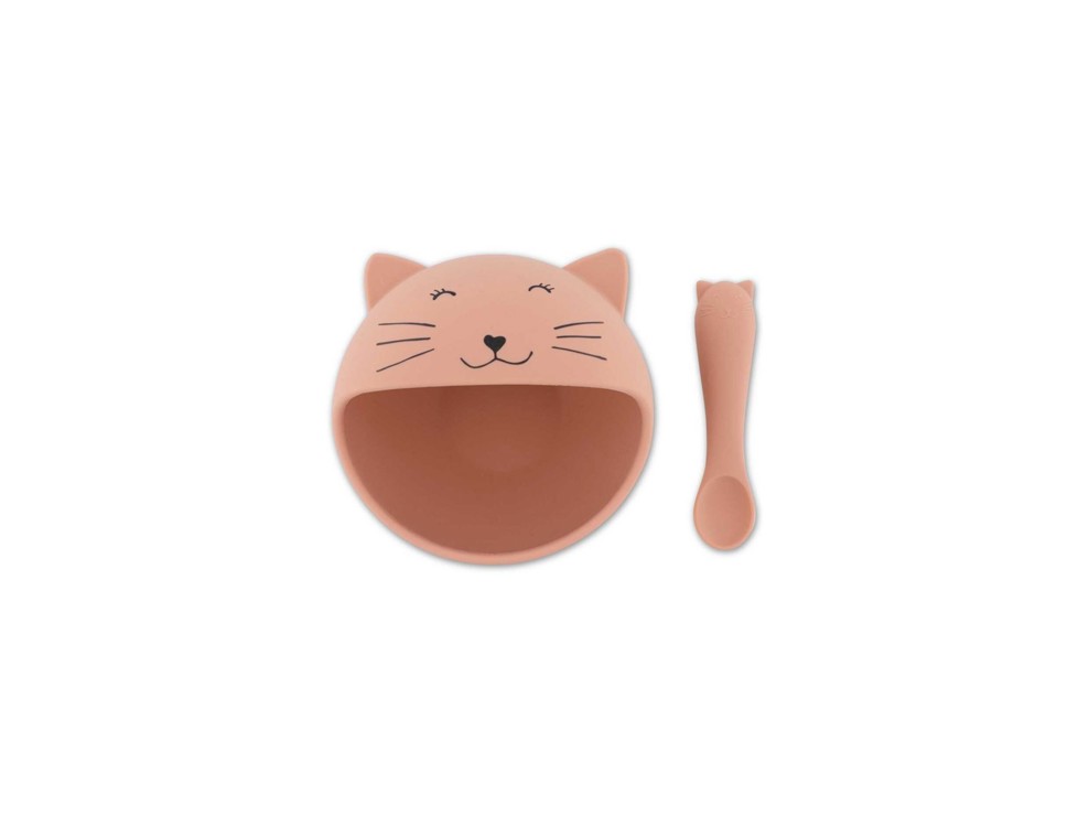 Premier set repas bébé assiette et cuillère, Mr chat 1
