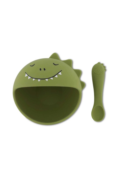 Premier set repas bébé assiette et cuillère, Mr dino 1