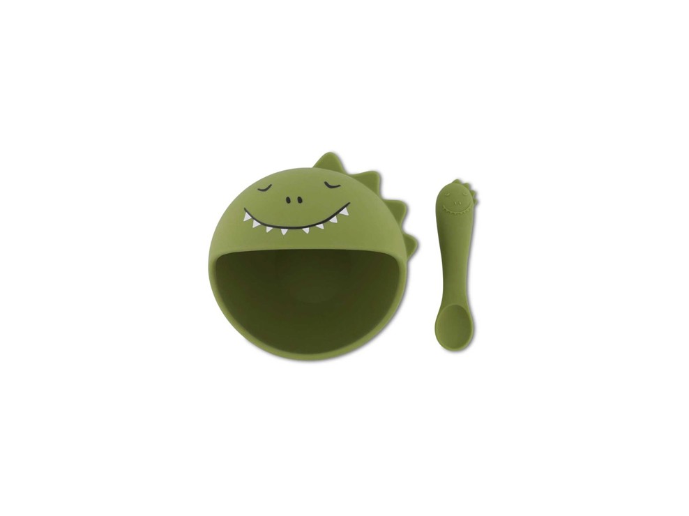Premier set repas bébé assiette et cuillère, Mr dino 1