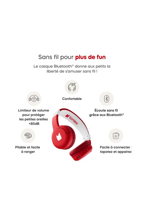 Casque Bluetooth rouge coquelicot de Tonies 2