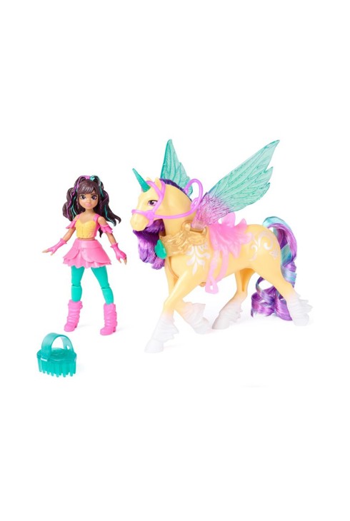 Poupée et licorne ailes magique école des licornes