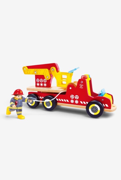 Camion de pompiers sons et lumière en bois 1