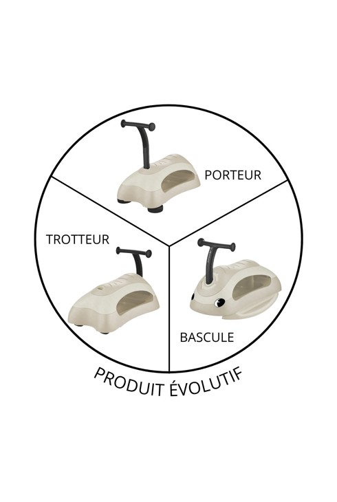 Porteur pousseur bascule 3 en 1 beige coconut 1