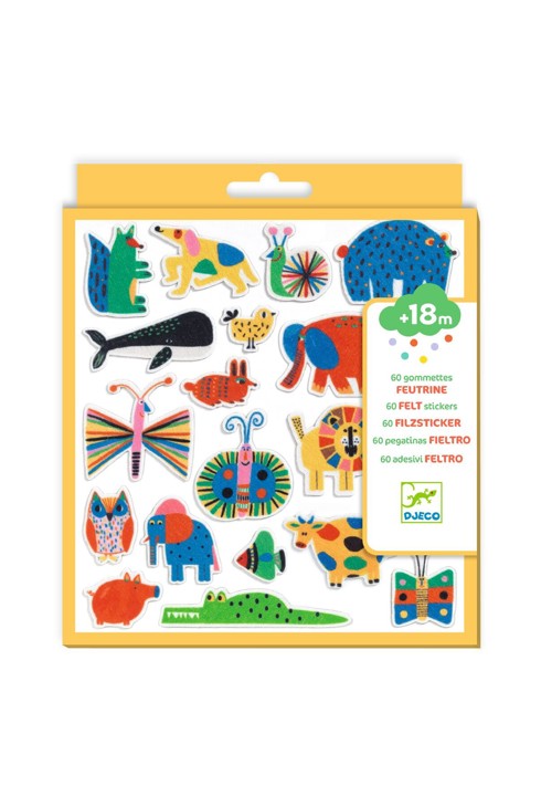 60 gommettes en feutrine Animaux, Djeco 1