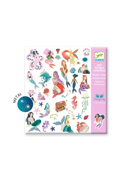 160 stickers métallisés Les sirènes, Djeco 1