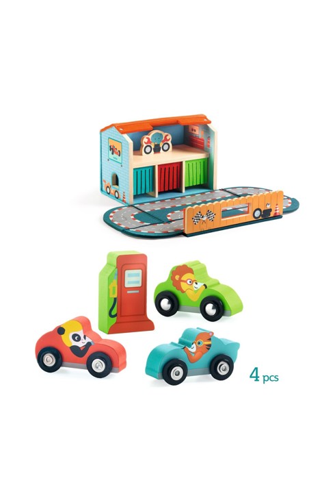 Premier garage nomade en bois Softi Vroom, Djeco 1