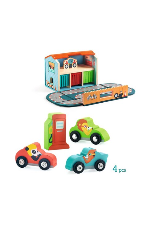 Premier garage nomade en bois Softi Vroom, Djeco 1