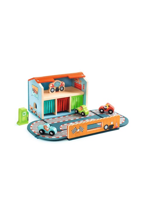 Premier garage nomade en bois Softi Vroom, Djeco 2